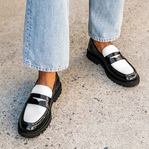 Thursday Boot Co - The Penny Loafer - Black and white leather - Picture 1 of 7